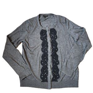 Talbots Gray Wool‑Blend Button‑Front Cardigan – Medium Petite MP